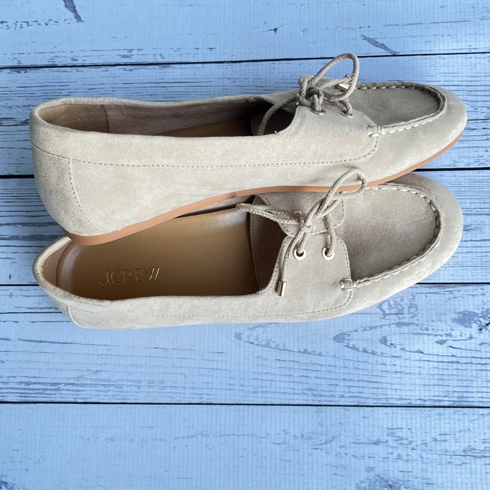 J.Crew Womens NEW Tan Khaki Boat Flats Shoes Size 8 Preppy Loafer Classic Casual